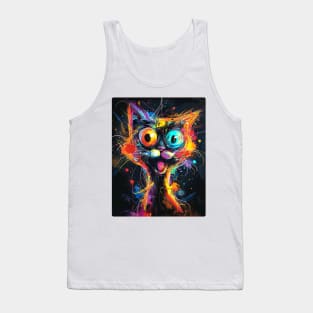 Surprised Cat Painting Colorfull Pop Art Design For Cat Onwer Tank Top